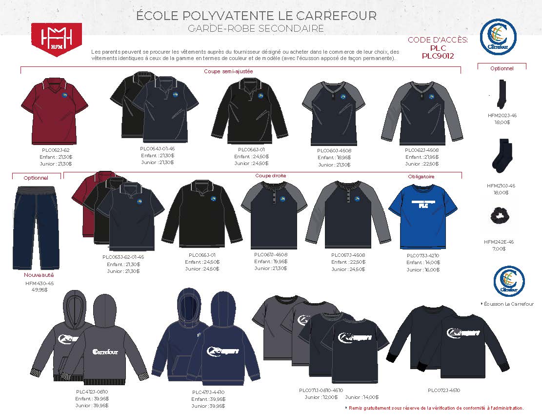 Gamme de vêtements 2020-2021